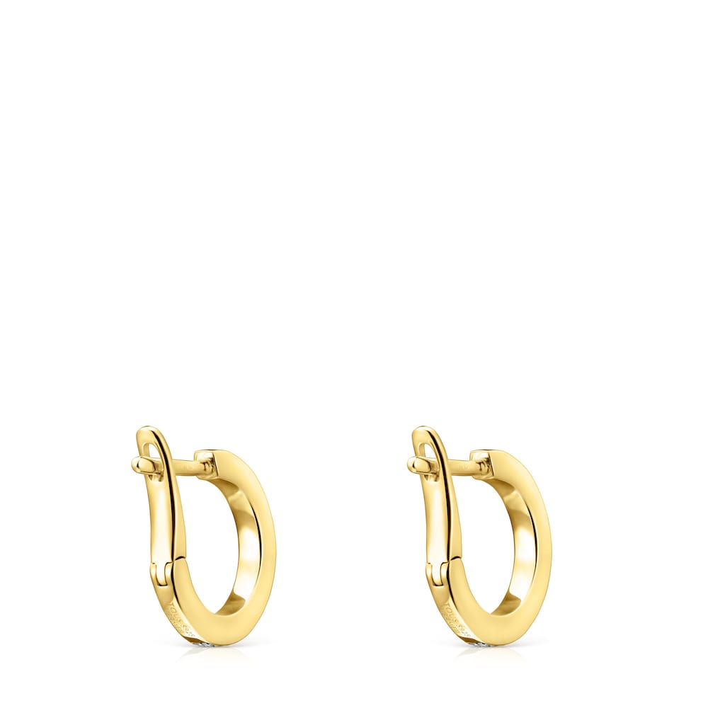 Small Nocturne disc Earrings in 18K gold vermeil with Diamonds