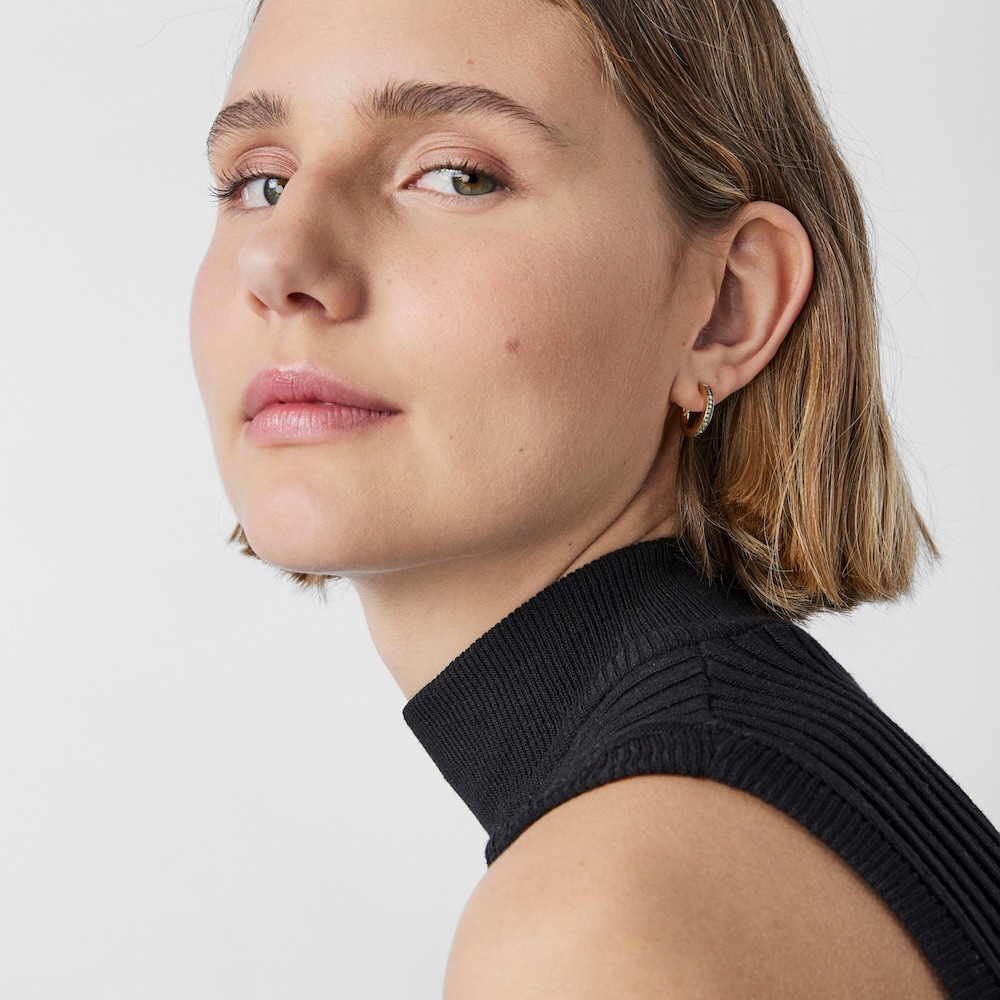 Small Nocturne disc Earrings in 18K gold vermeil with Diamonds