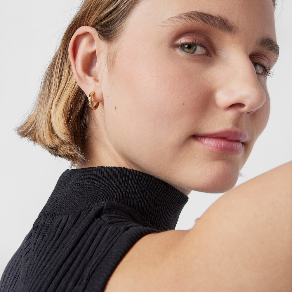 Small Nocturne disc Earrings in 18K gold vermeil with Diamonds