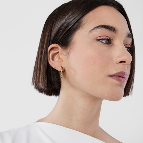 Brincos m&eacute;dios Nocturne disco em Prata Vermeil e Diamantes