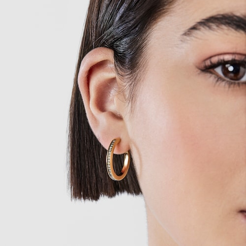 Brincos m&eacute;dios Nocturne disco em Prata Vermeil e Diamantes