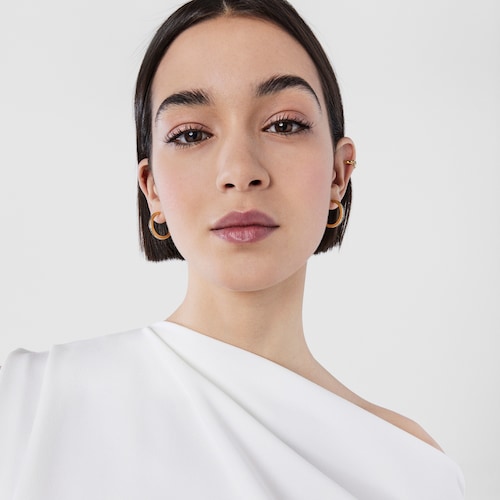 Brincos m&eacute;dios Nocturne disco em Prata Vermeil e Diamantes