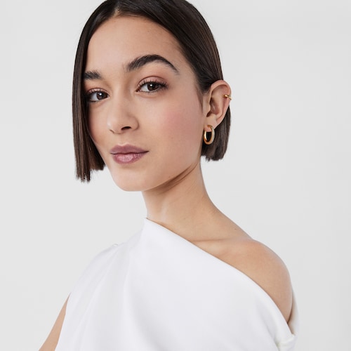 Brincos m&eacute;dios Nocturne disco em Prata Vermeil e Diamantes