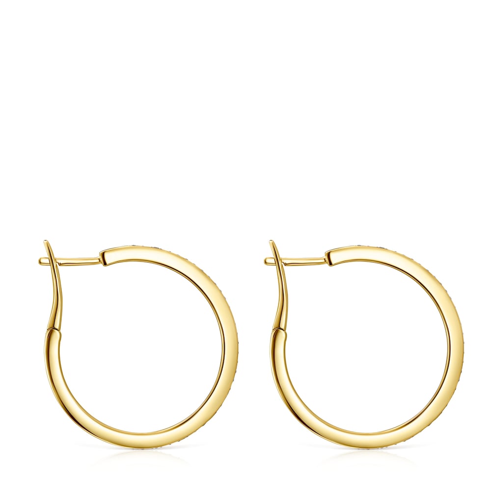 Nocturne disc Earrings in Silver Vermeil with Diamonds