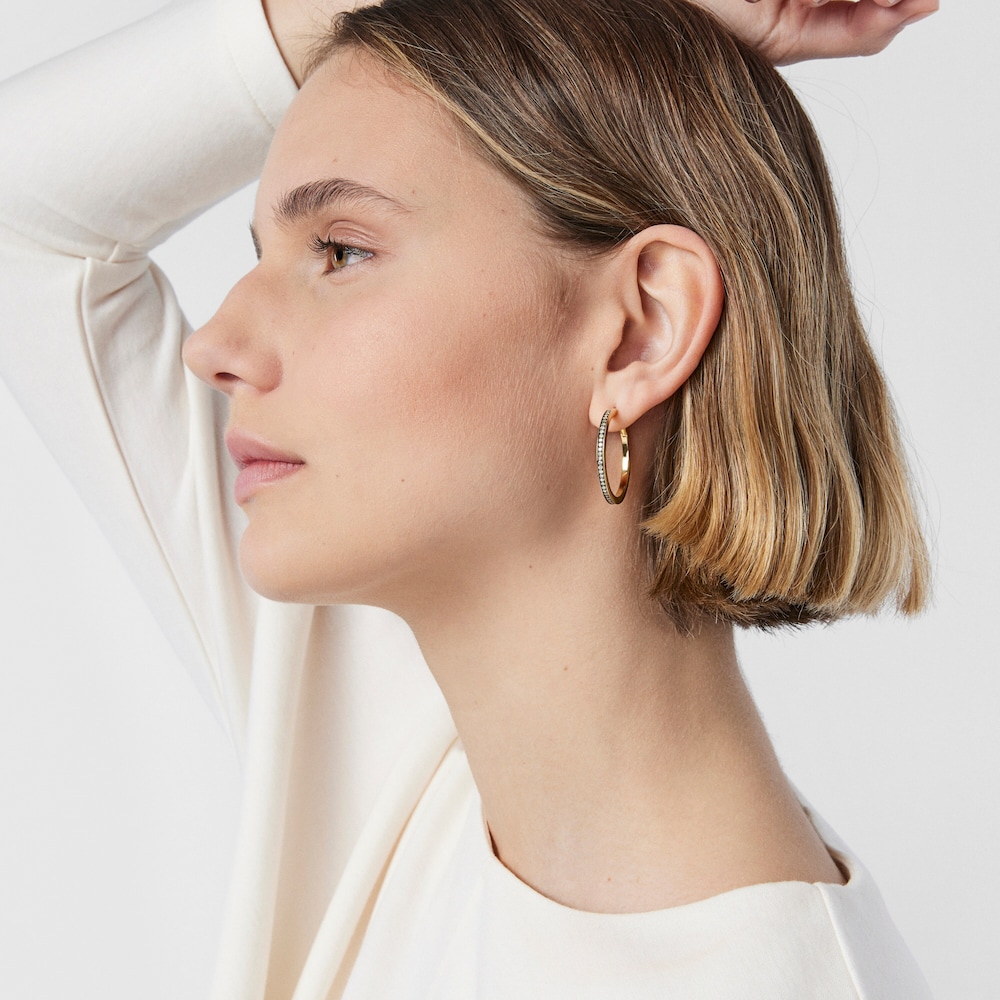 Nocturne disc Earrings in Silver Vermeil with Diamonds