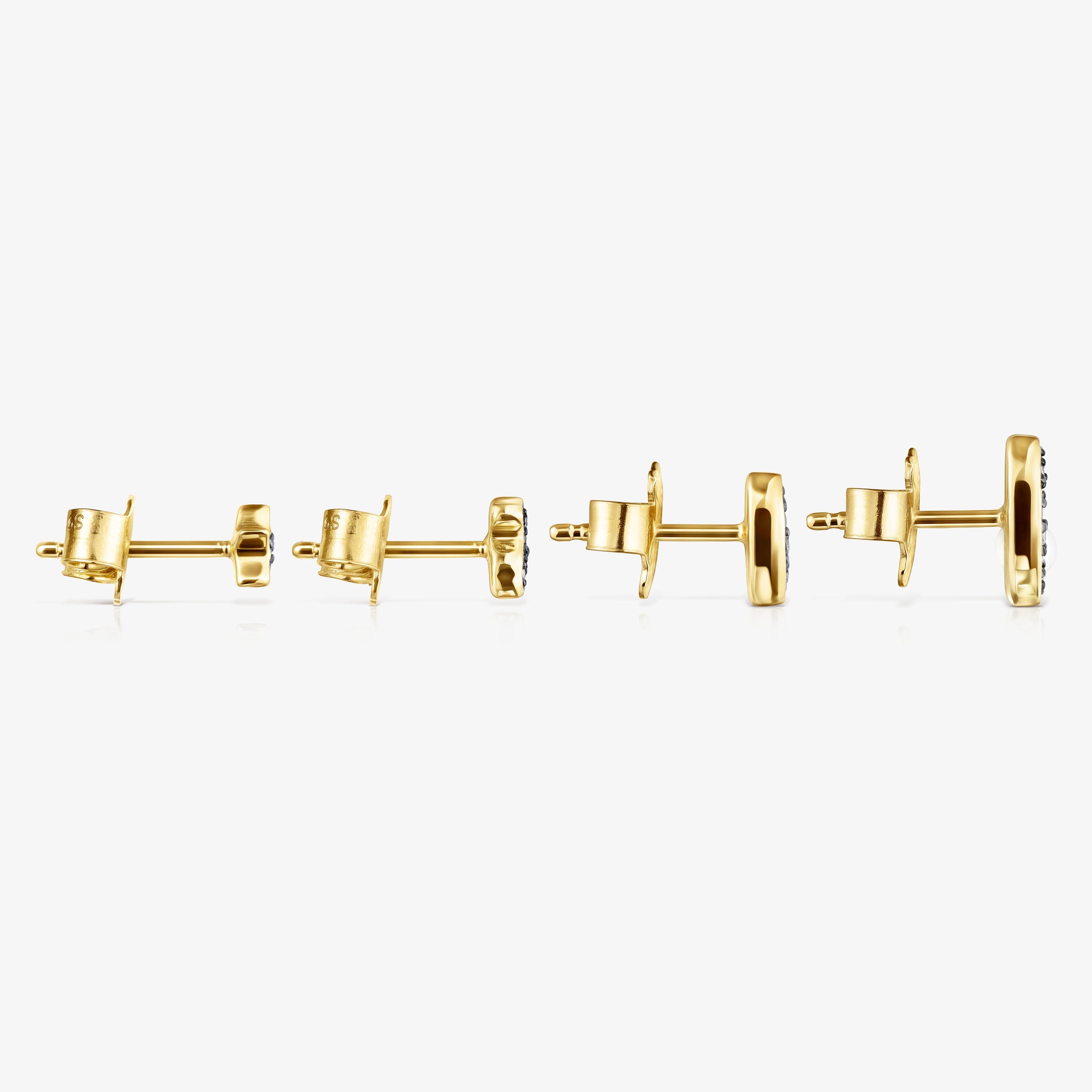 Pack of Nocturne Earrings in 18K gold vermeil with Diamonds and Pearl