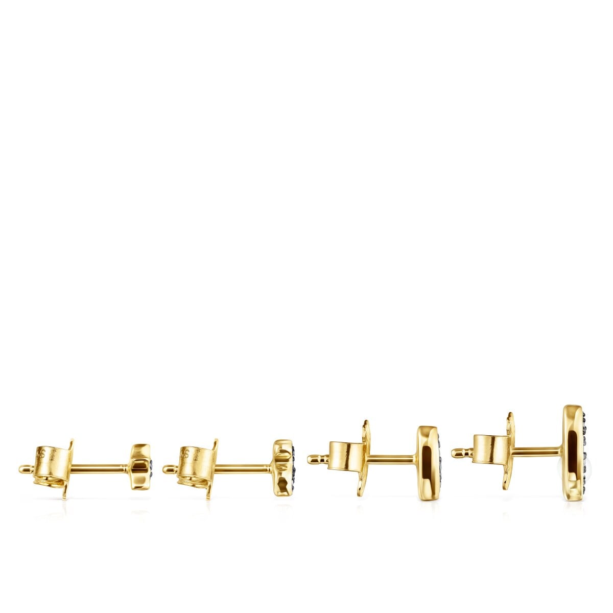 Pack of Nocturne Earrings in Silver Vermeil with Diamonds and Pearl