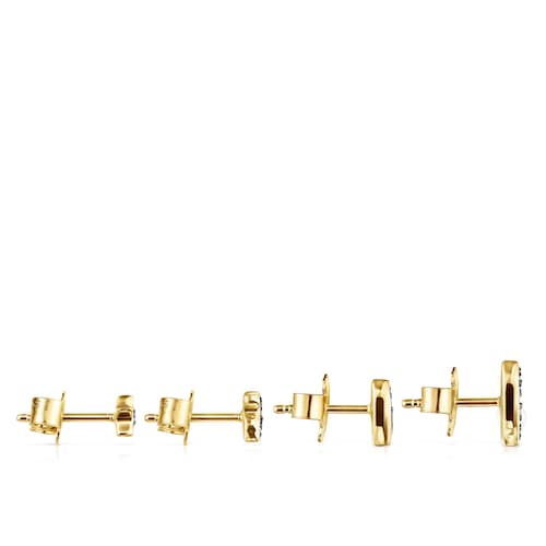 Pack of Nocturne Earrings in Silver Vermeil with Diamonds and Pearl