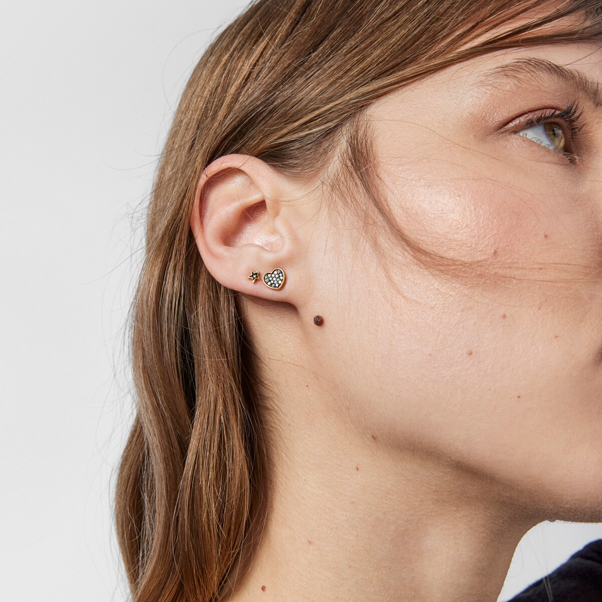 Pack of Nocturne Earrings in Silver Vermeil with Diamonds and Pearl
