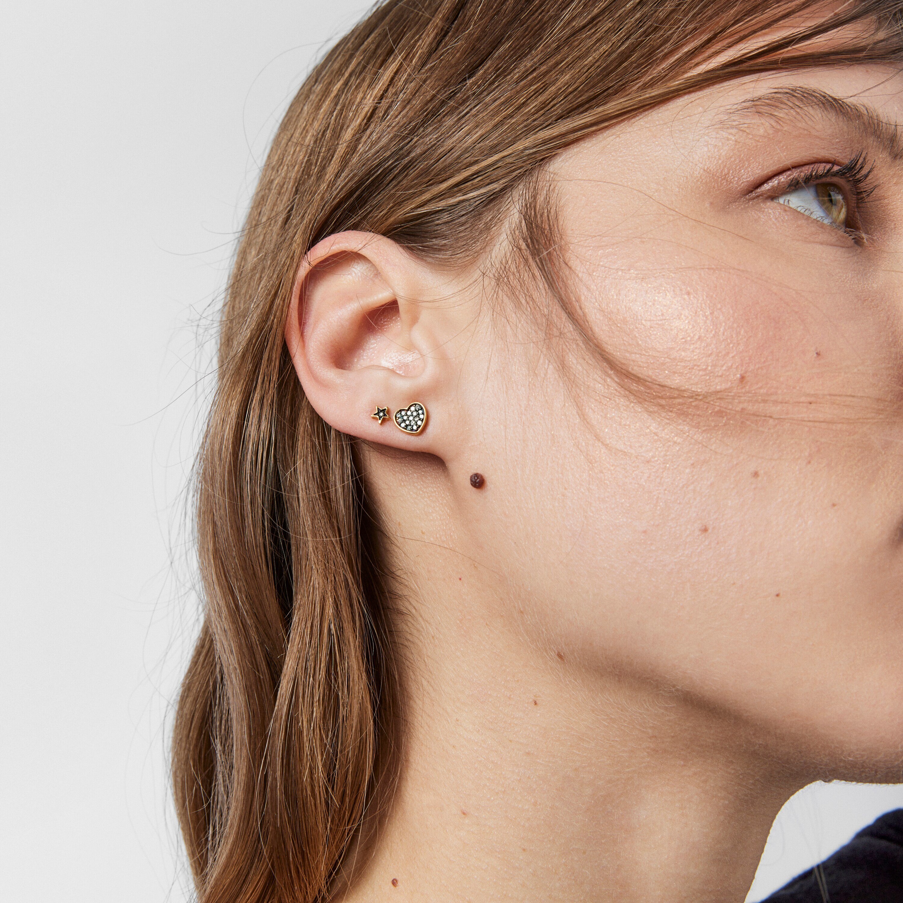 Pack de Pendientes con baño de oro 18 kt sobre plata, diamantes y perla Nocturne
