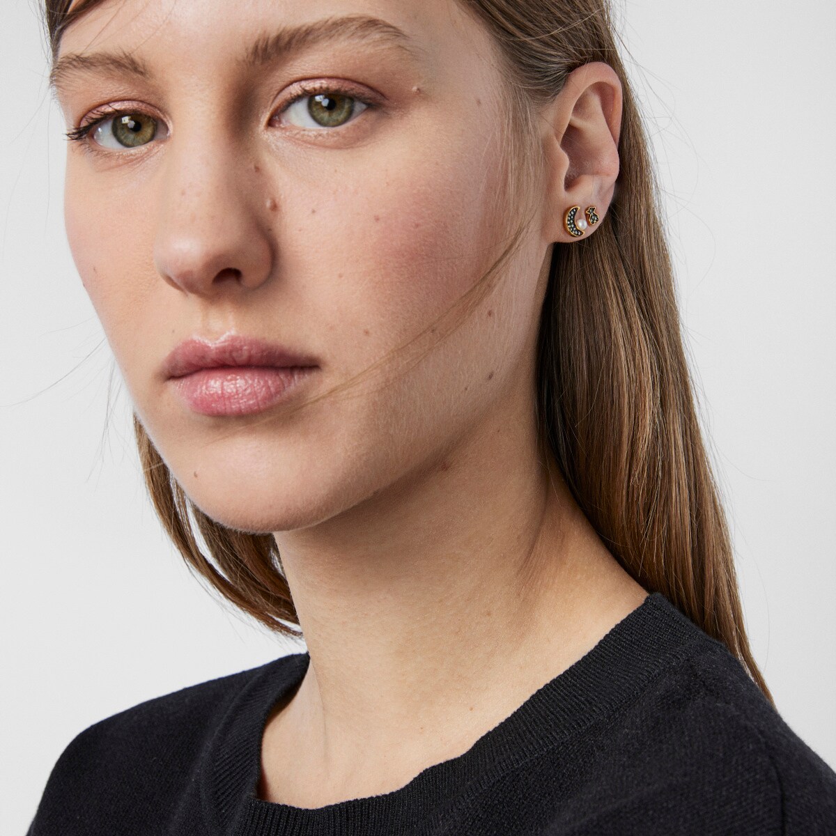 Pack of Nocturne Earrings in Silver Vermeil with Diamonds and Pearl