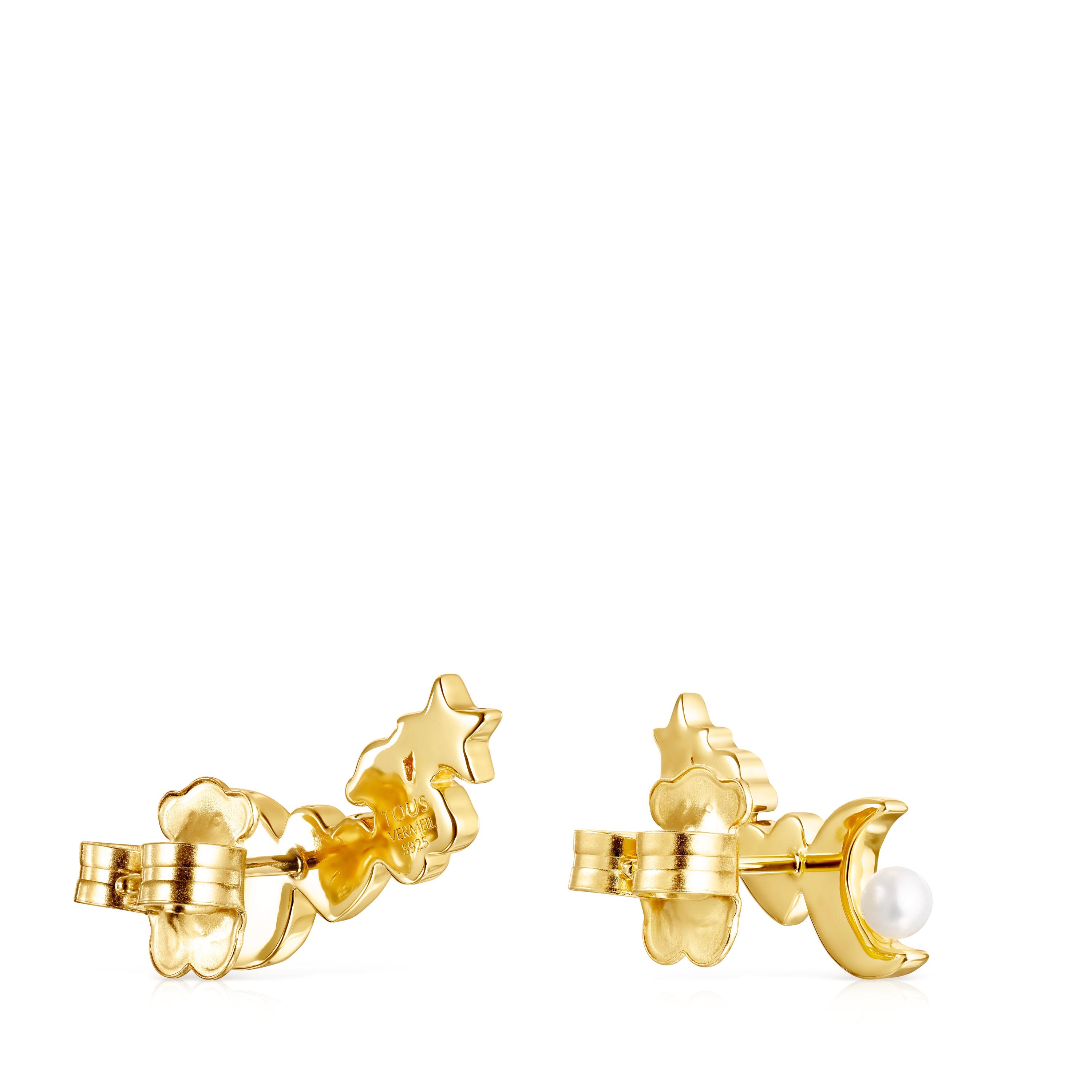 Nocturne Earrings in Silver Vermeil with Diamonds and Pearl