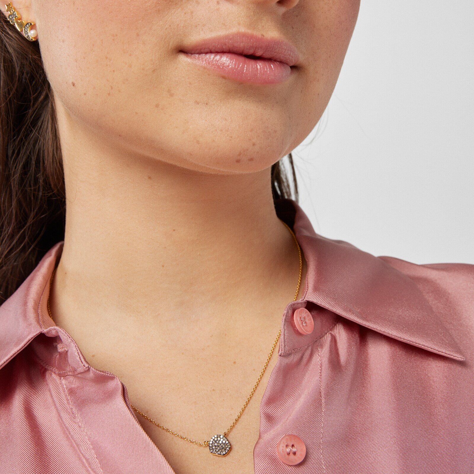 Nocturne Earrings in Silver Vermeil with Diamonds and Pearl