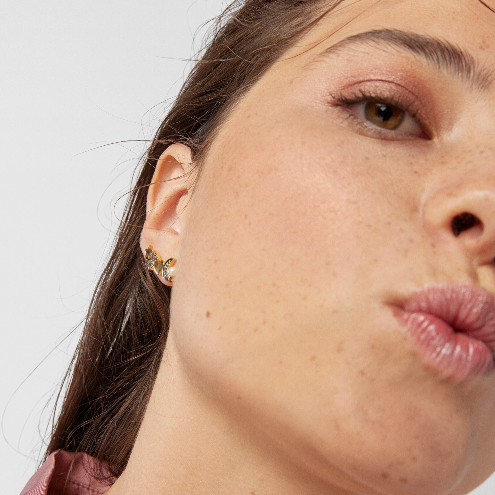 Nocturne Earrings in 18K gold vermeil with Diamonds and Pearl