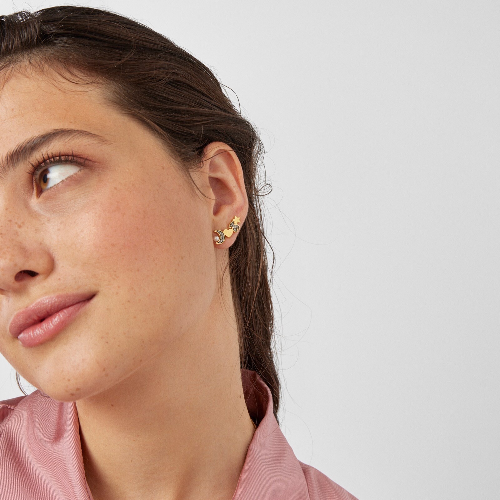 Nocturne Earrings in 18K gold vermeil with Diamonds and Pearl