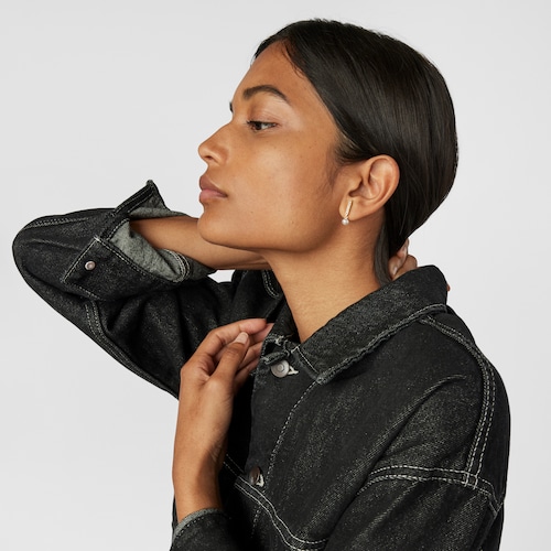 Brincos Nocturne barra em Prata Vermeil, Diamantes e Pérola