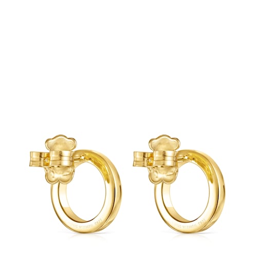 Pendientes disco con baño de oro 18 kt sobre plata y diamantes Nocturne