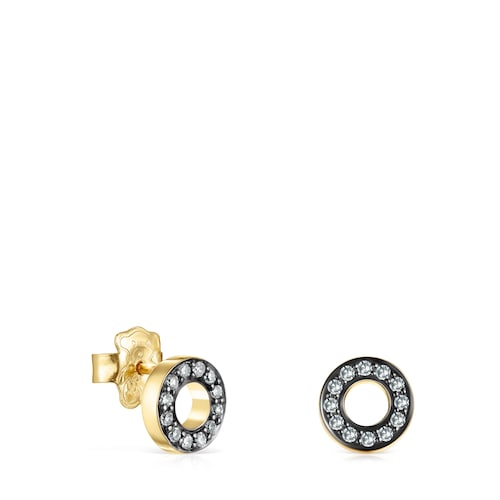 Nocturne mini-disc Earrings in Silver Vermeil with Diamonds image number 0