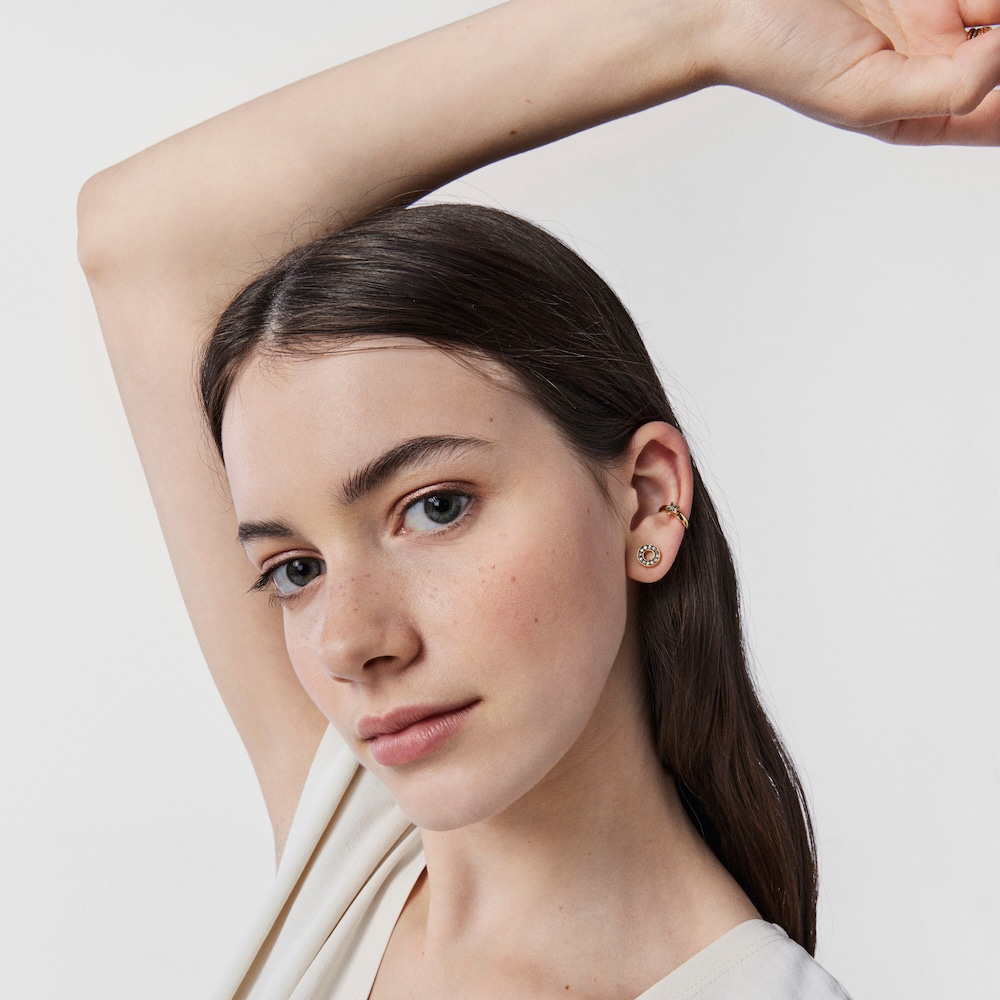 Pendientes mini disco con ba&ntilde;o de oro 18 kt sobre plata y diamantes Nocturne