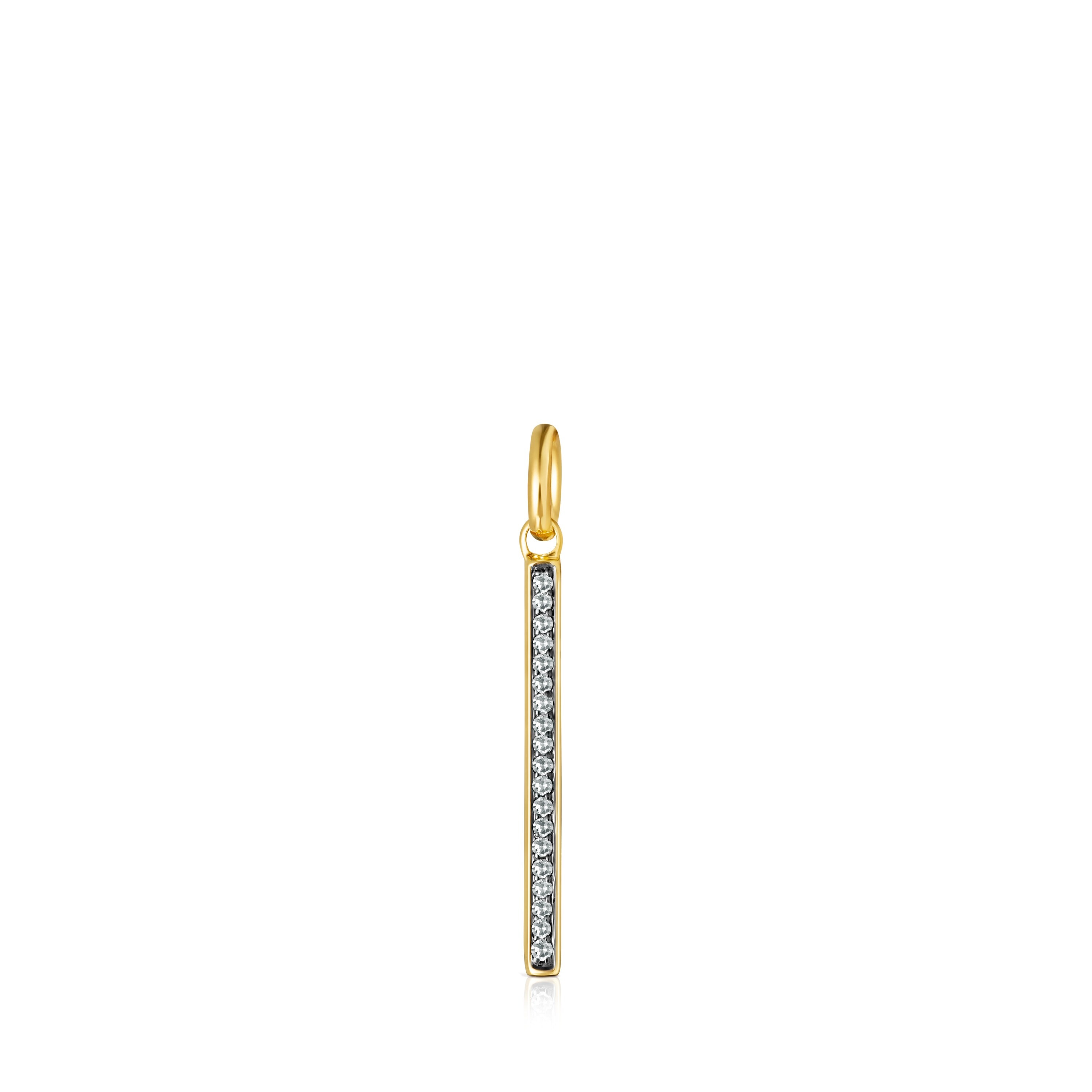 Nocturne bar Pendant in 18K gold vermeil with Diamonds