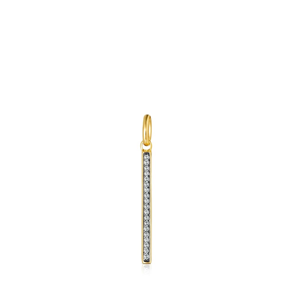 Nocturne bar Pendant in Silver Vermeil with Diamonds