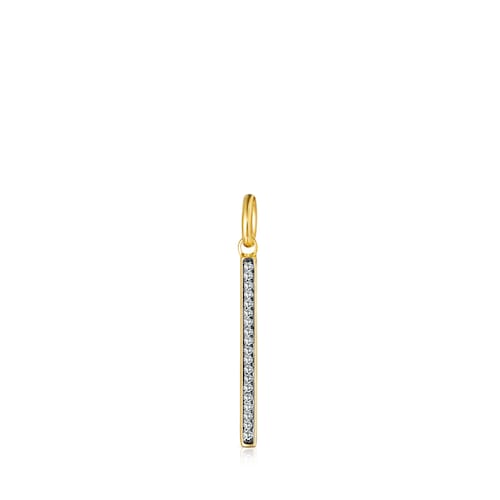 Nocturne bar Pendant in Silver Vermeil with Diamonds