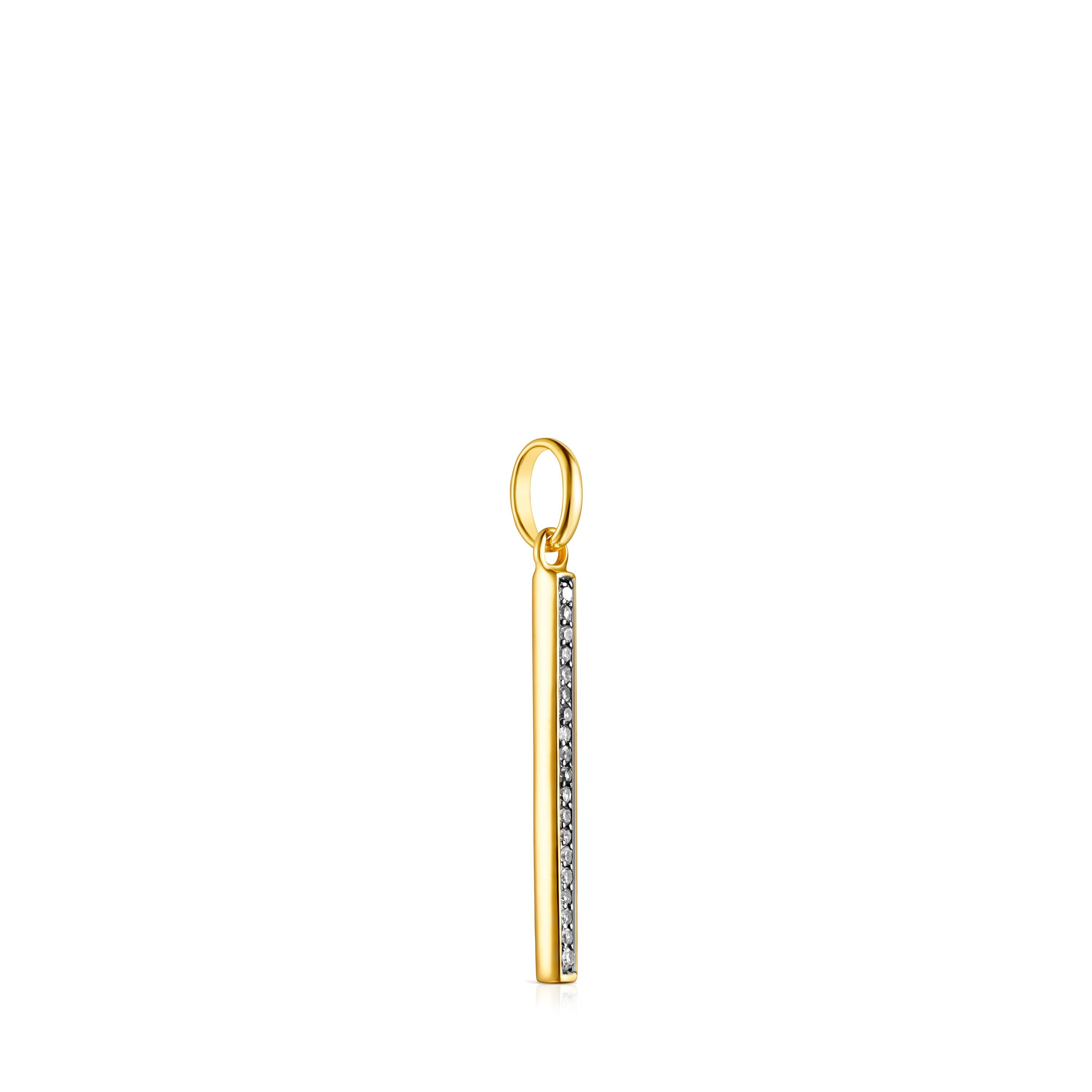 Nocturne bar Pendant in Silver Vermeil with Diamonds