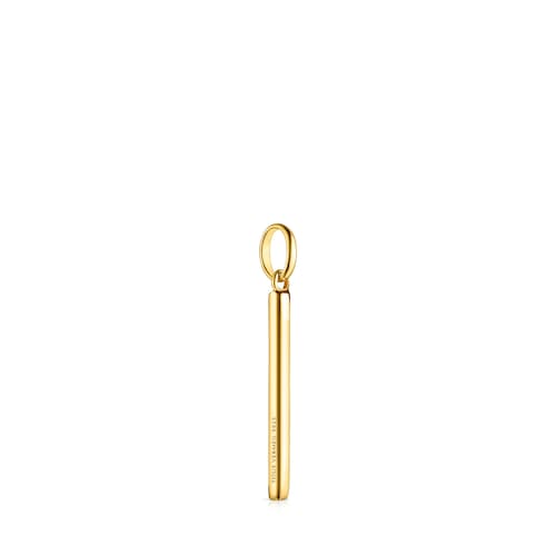 Nocturne bar Pendant in Silver Vermeil with Diamonds
