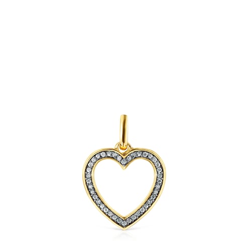 Colgante corazón con baño de oro 18 kt sobre plata y diamantes Nocturne