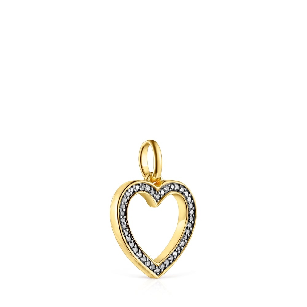 Colgante corazón con baño de oro 18 kt sobre plata y diamantes Nocturne image number 1
