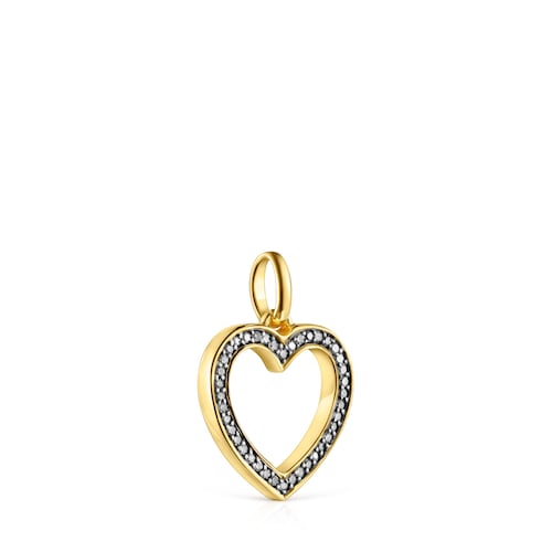 Colgante corazón con baño de oro 18 kt sobre plata y diamantes Nocturne