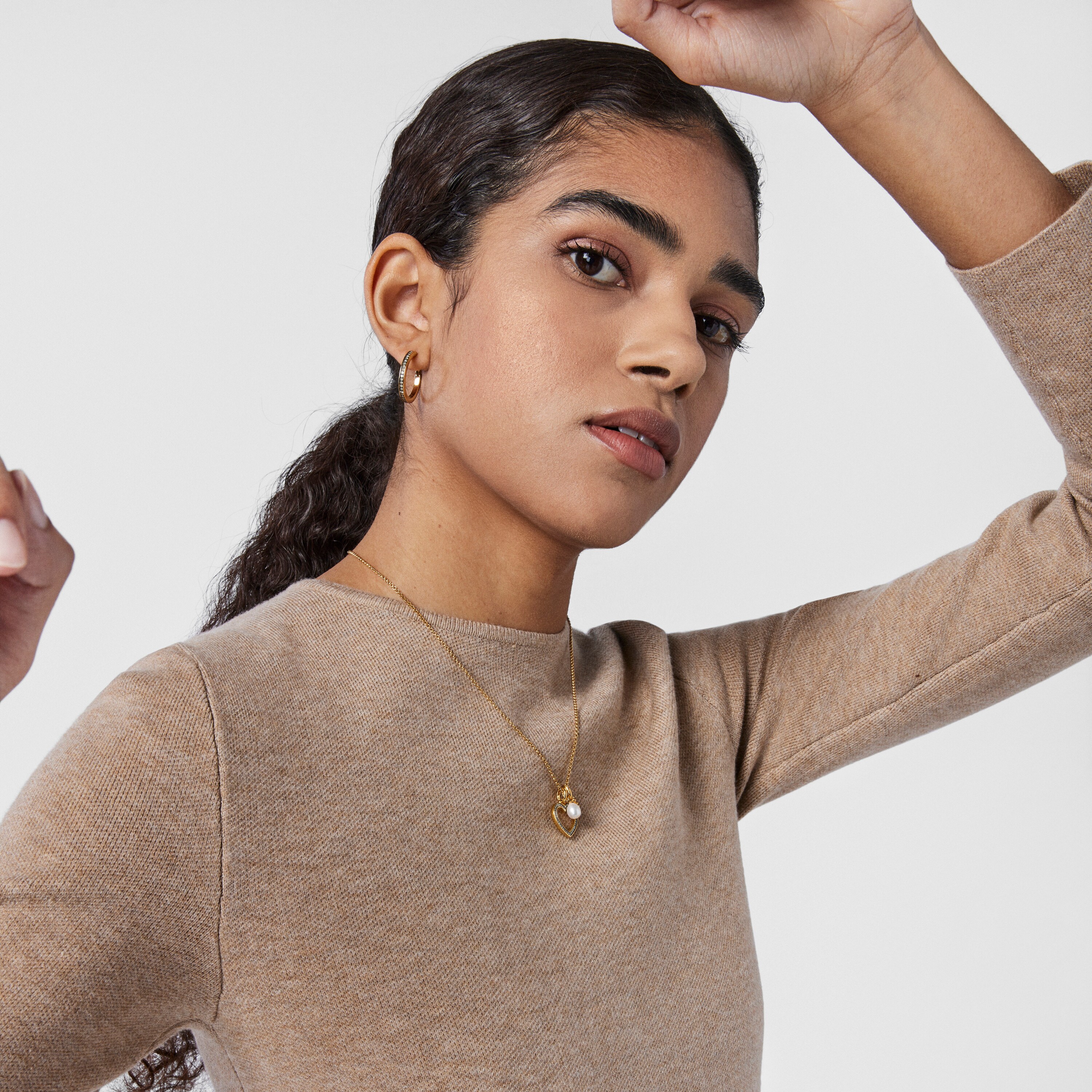 Nocturne heart Pendant in 18K gold vermeil with Diamonds