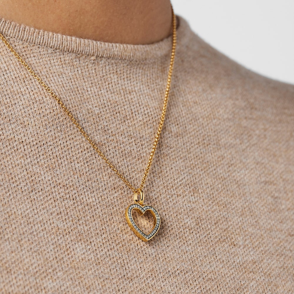 Nocturne heart Pendant in 18K gold vermeil with Diamonds