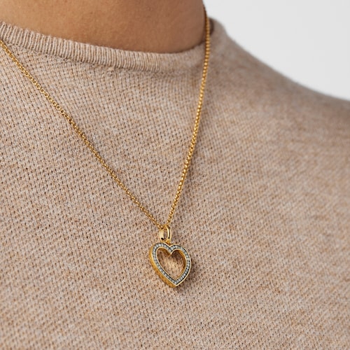 Colgante corazón con baño de oro 18 kt sobre plata y diamantes Nocturne