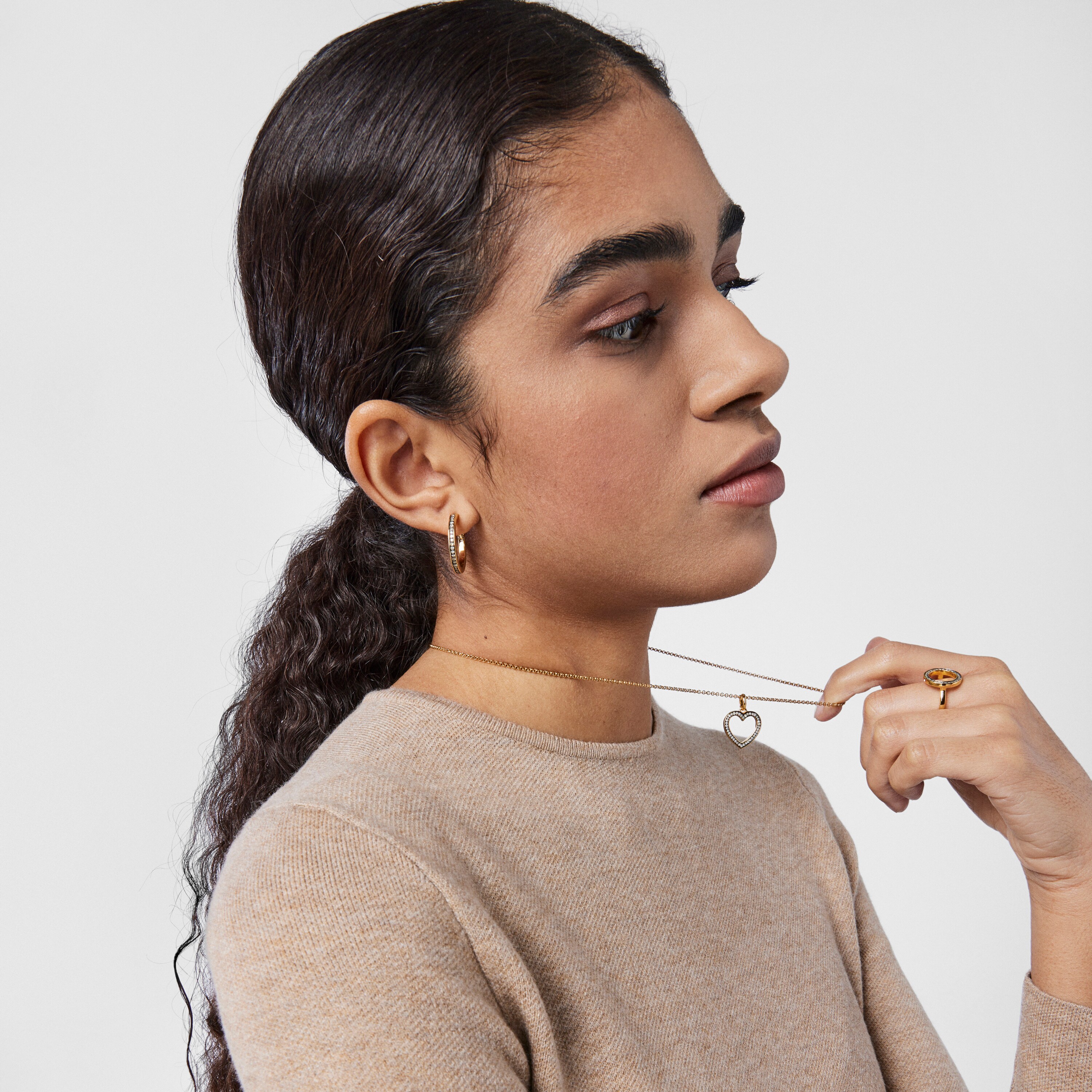 Nocturne heart Pendant in 18K gold vermeil with Diamonds