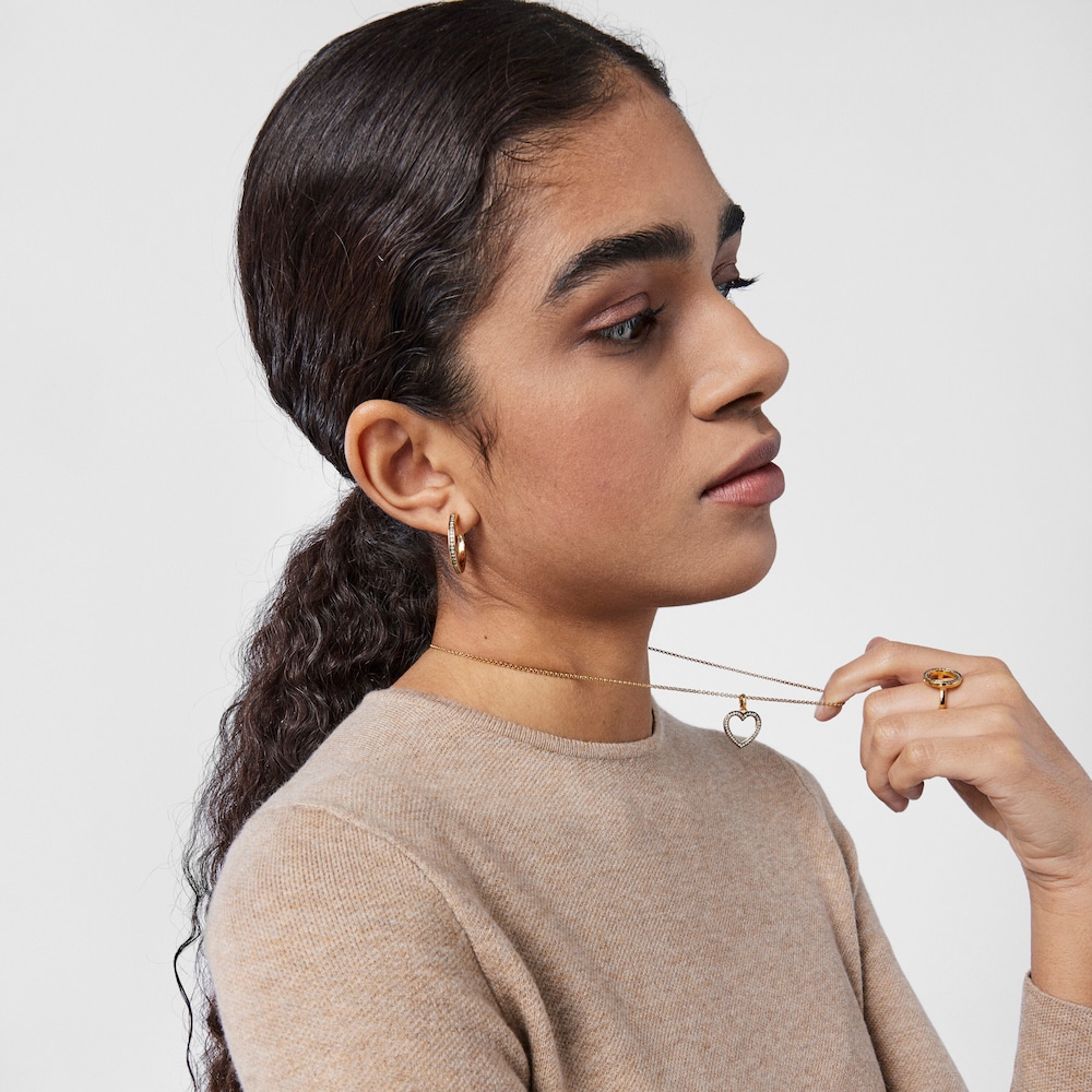 Nocturne heart Pendant in 18K gold vermeil with Diamonds