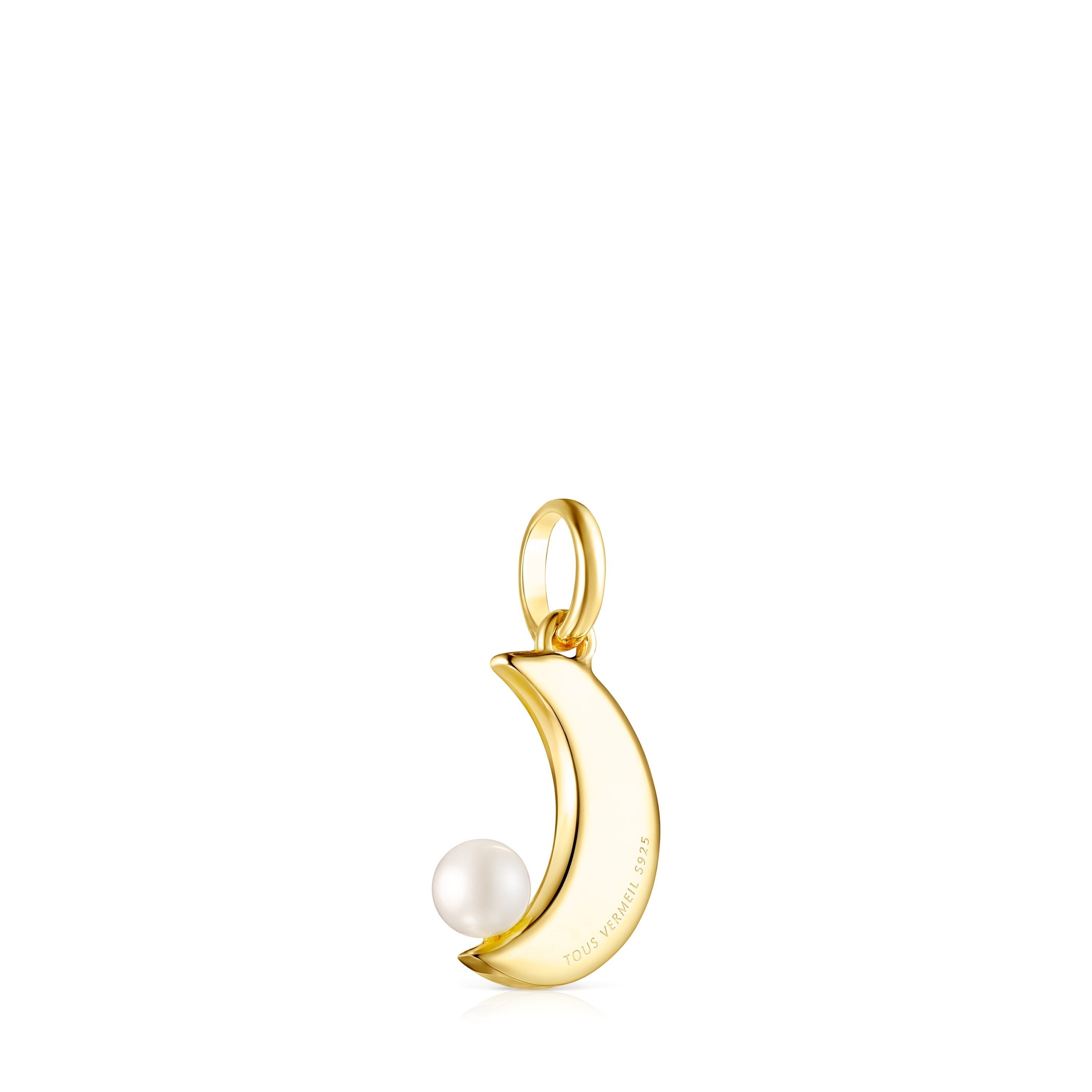 Nocturne half-moon Pendant in 18K gold vermeil with Diamonds and Pearl