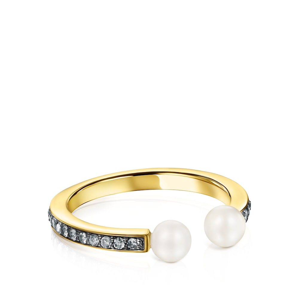 Nocturne Ring in 18K gold vermeil with Diamonds and Pearls