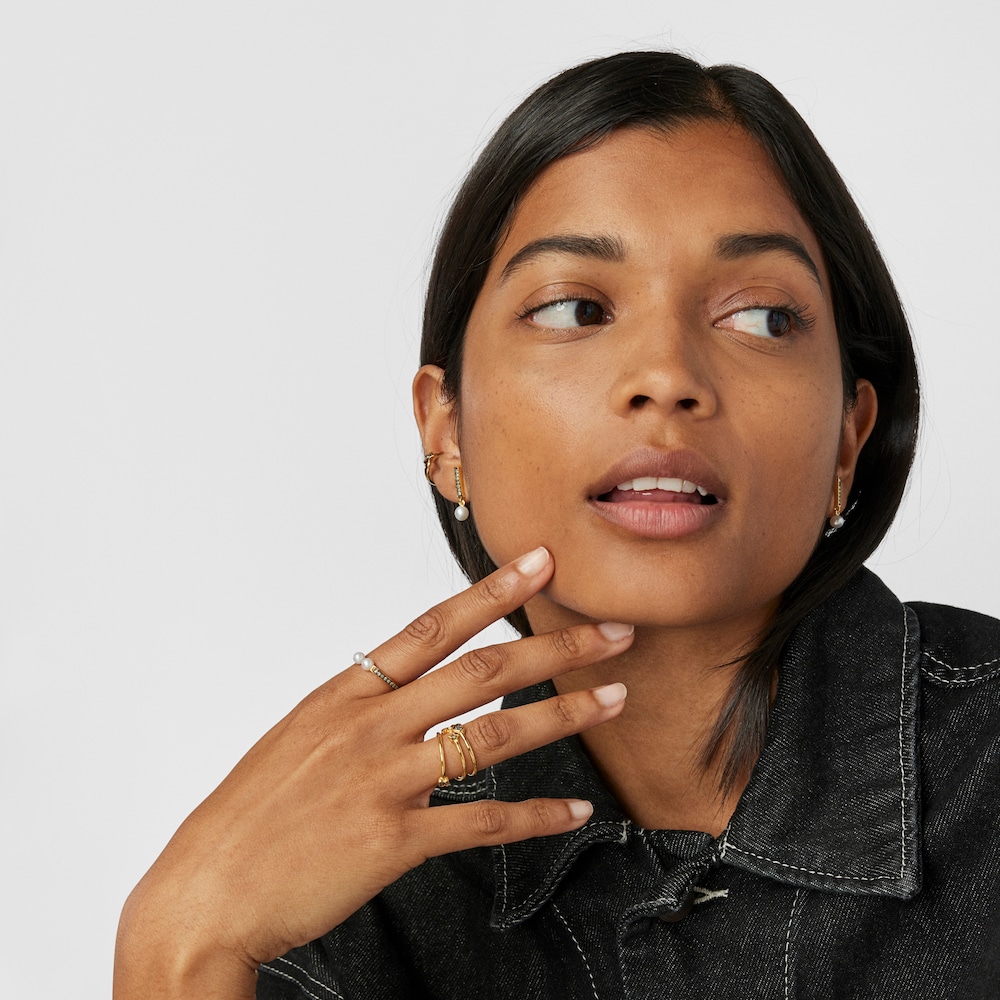 Nocturne Ring in 18K gold vermeil with Diamonds and Pearls