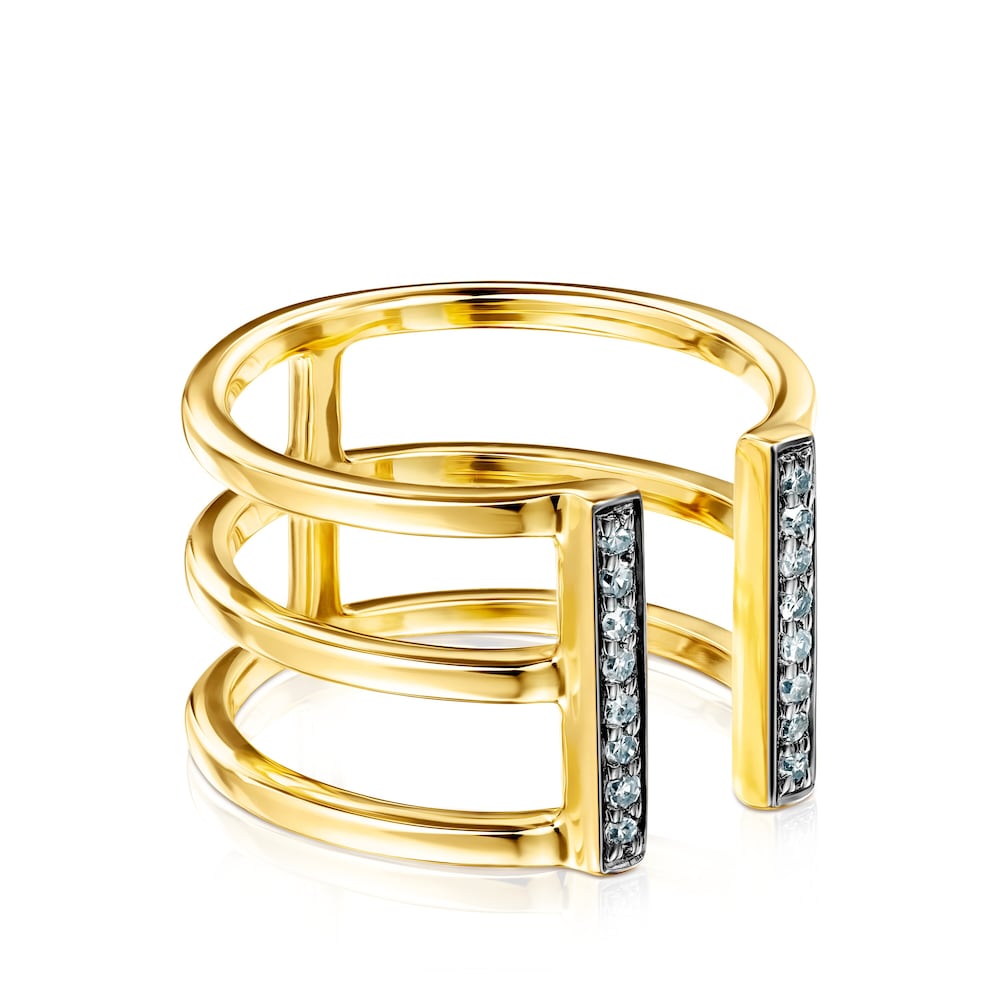 Nocturne triple Ring in 18K gold vermeil with Diamonds