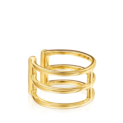 Nocturne triple Ring in Silver Vermeil with Diamonds