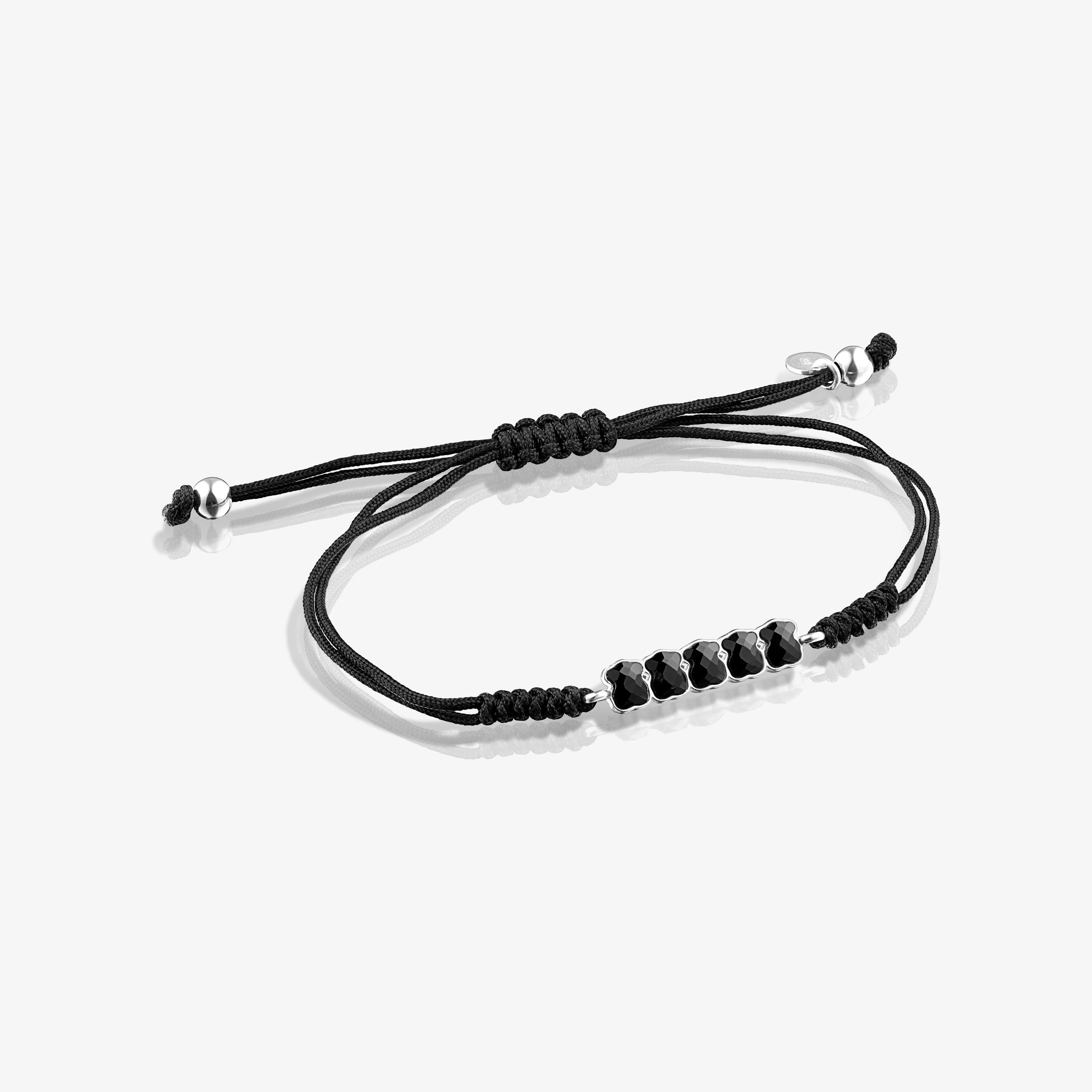 Mini Onix Bracelet in Silver with Onyx and black Cord