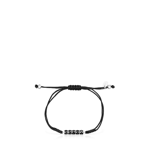 Mini Onix Bracelet in Silver with Onyx and black Cord