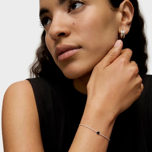 TOUS Mini Onix Bracelet in Silver with Onyx 0,4cm