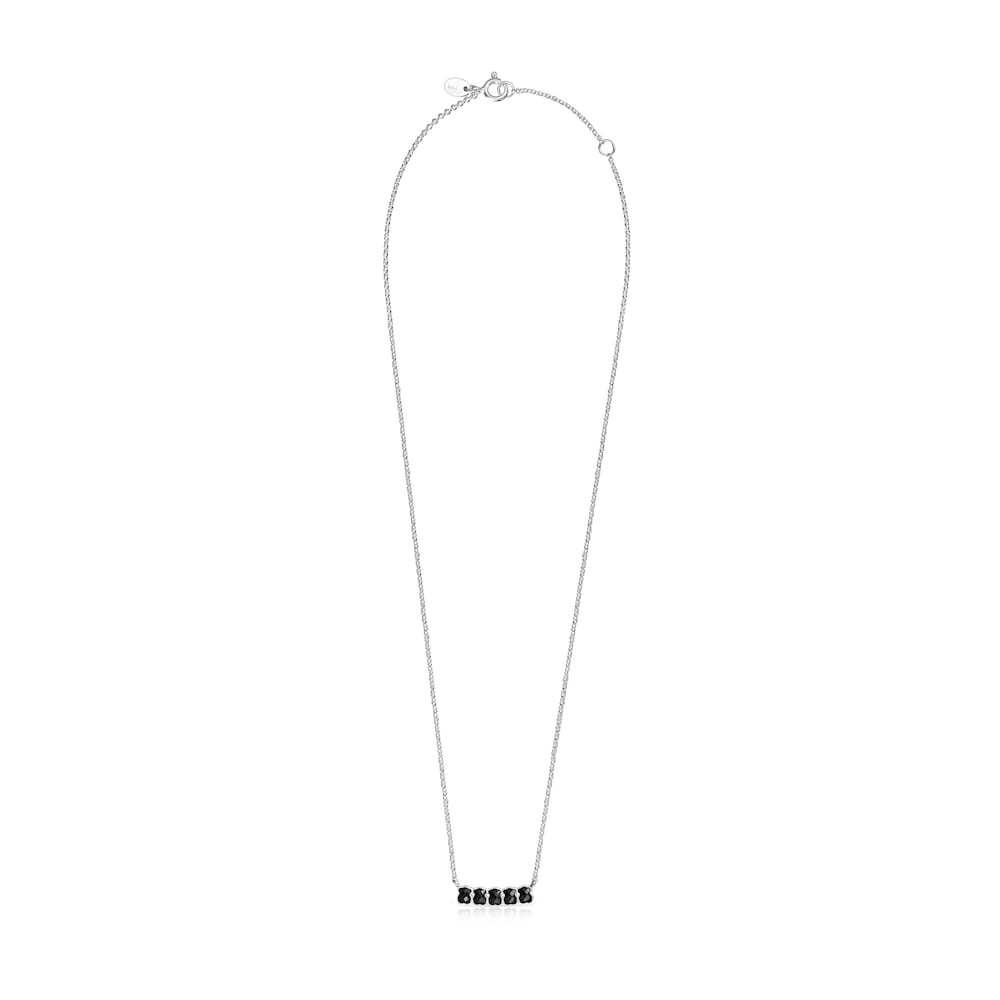 TOUS Mini Onix Necklace in Silver with Onyx 1,8cm.