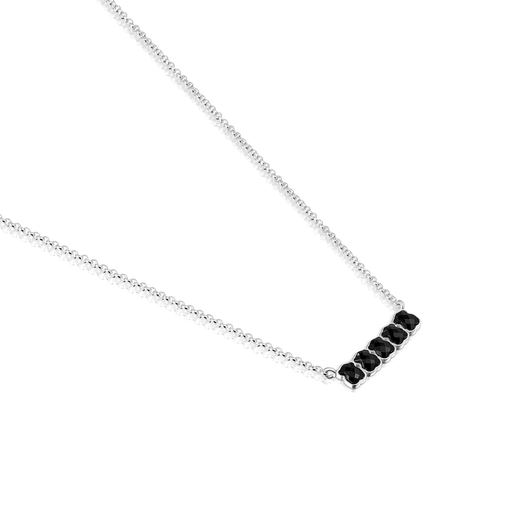 TOUS Mini Onix Necklace in Silver with Onyx 1,8cm.