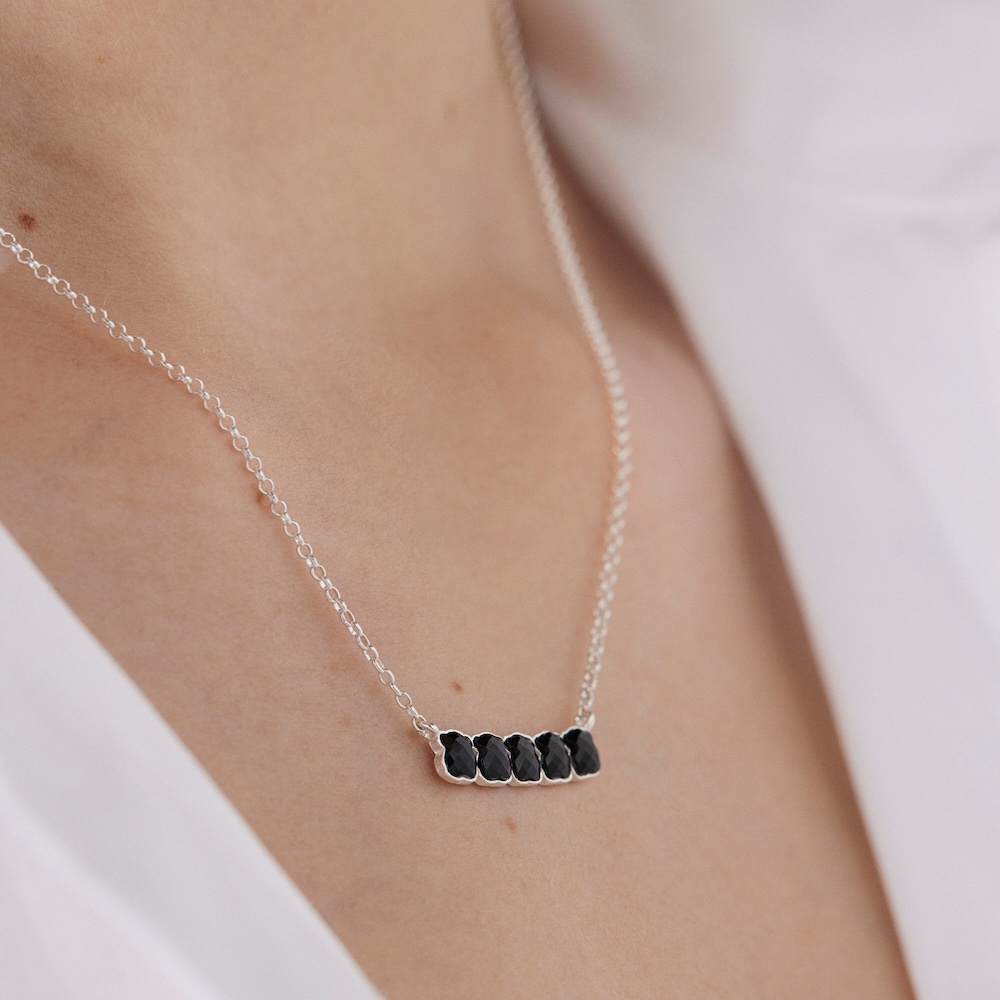 TOUS Mini Onix Necklace in Silver with Onyx 1,8cm.