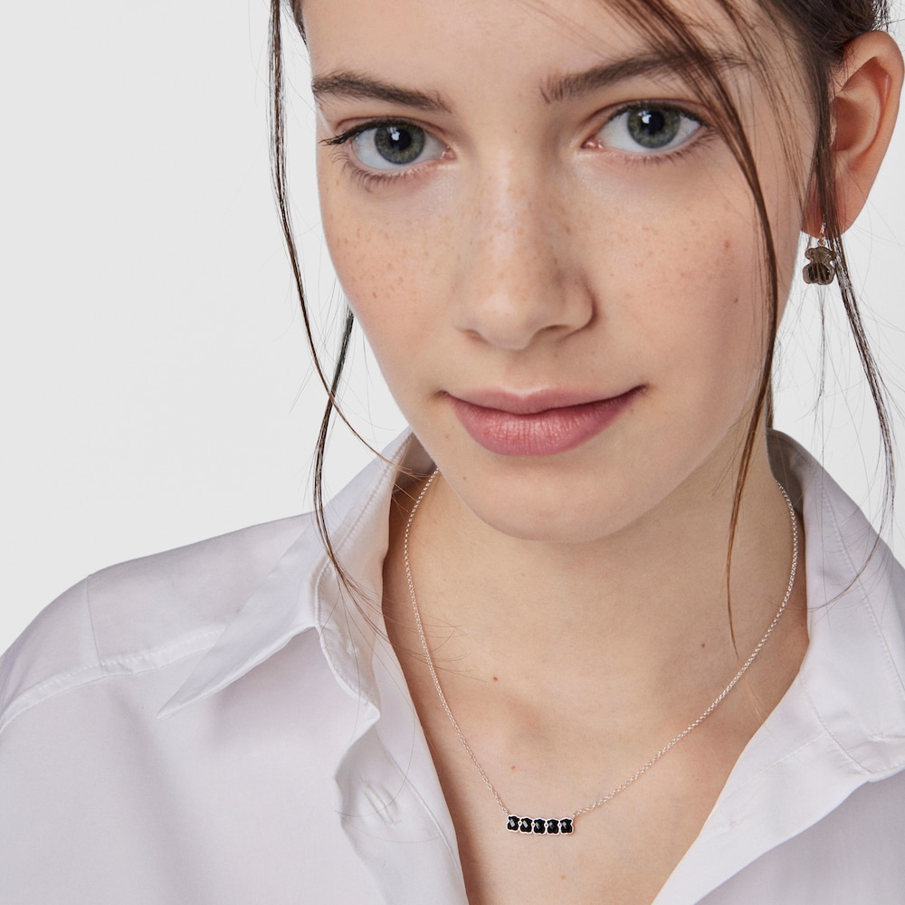 TOUS Mini Onix Necklace in Silver with Onyx 1,8cm.