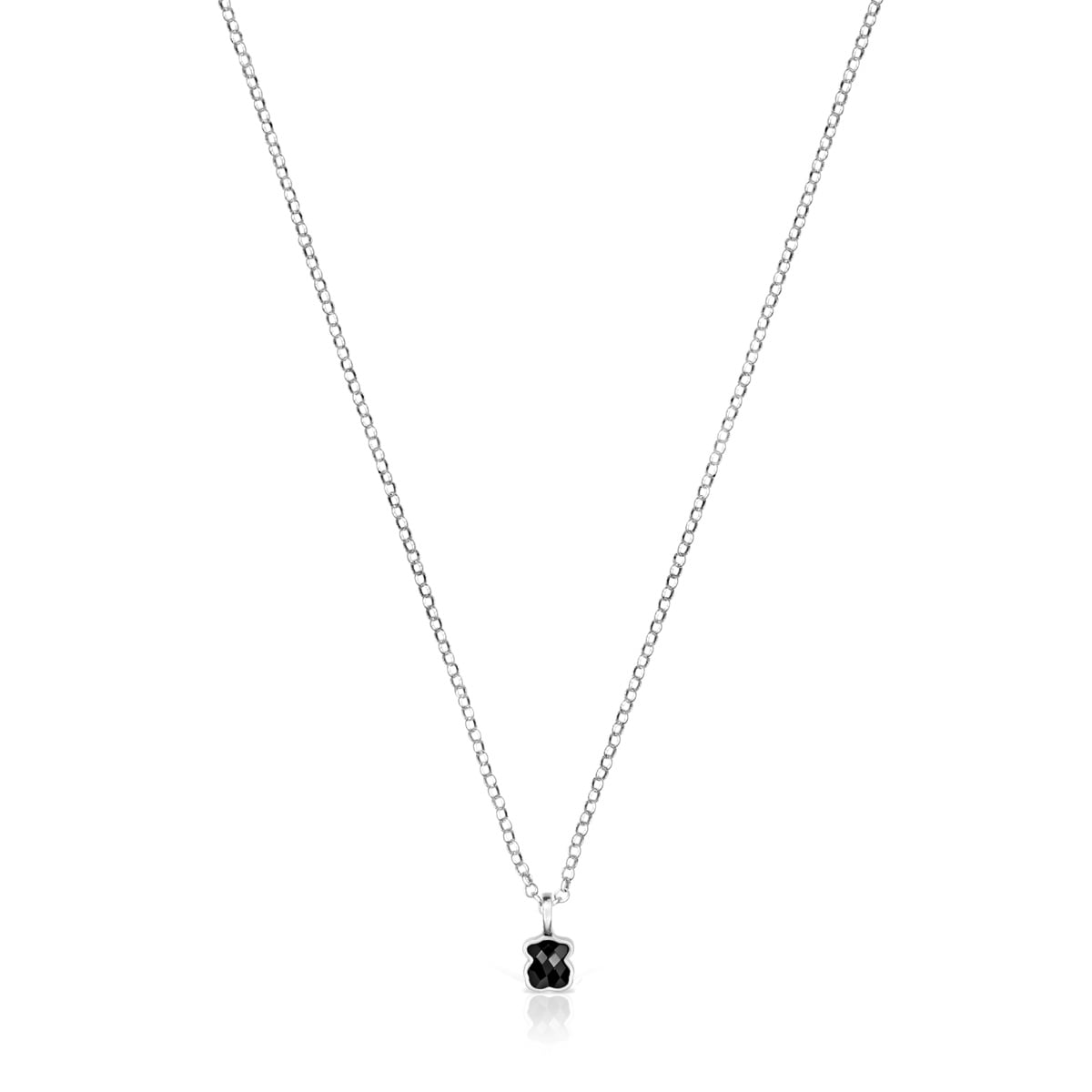TOUS Mini Onix Necklace in Silver with Onyx 0,4cm