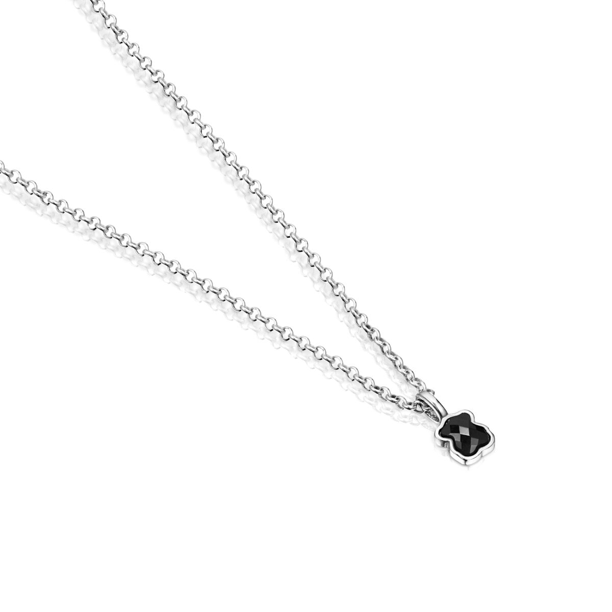 TOUS Mini Onix Necklace in Silver with Onyx 0,4cm